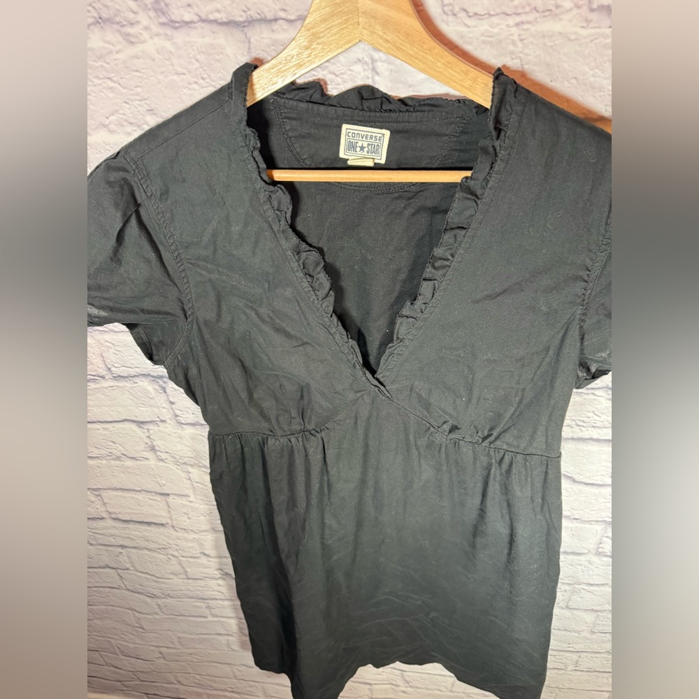 Converse solid black casual dress vneck women’s size large - Picture 3 of 10